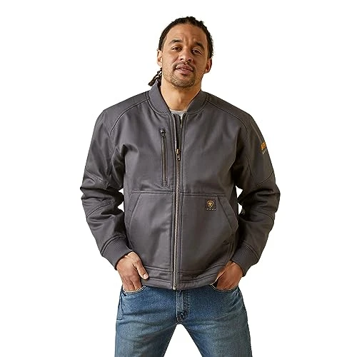 Men's Rebar Stretch Canvas Bomber Jacket - Rebar Grey, Large