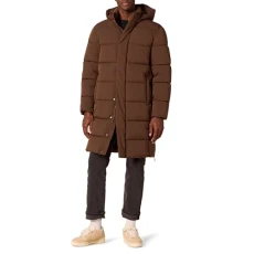 Men's Recycled Polyester Hooded Long Puffer, Deep Brown, XXL Men's Recycled Polyester Hooded Long Puffer, Deep Brown, XXL