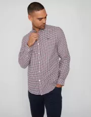 Men's Red & Blue Check Cotton Long Sleeve Shirt