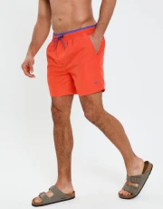 Men's Red Contrast Logo Swim Shorts