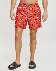 Men's Red Killer Whale Print Swim Shorts