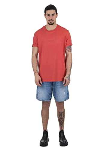 Men's Red Summer Cotton Slim Fit Short Sleeve Crew Neck T-Shirt, Red, XL