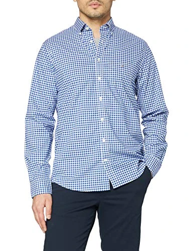 Men's REG Broadcloth Gingham BD, College Blue, L