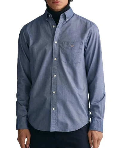 Men's Reg Oxford Shirt Shirt , Persian Blue,XXL