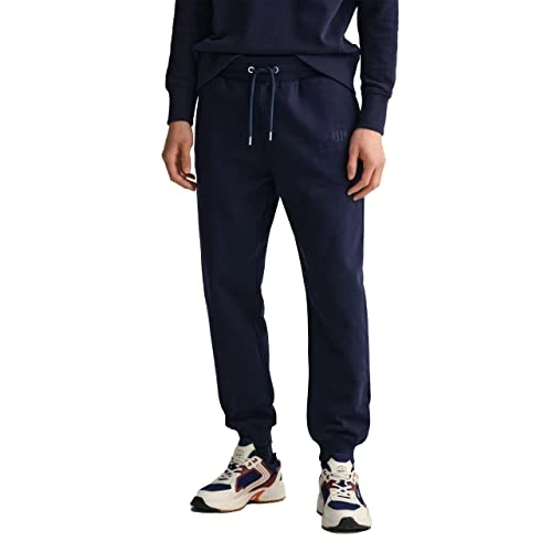 Men's REG Tonal Shield Sweat Pants Slacks, Evening Blue, L