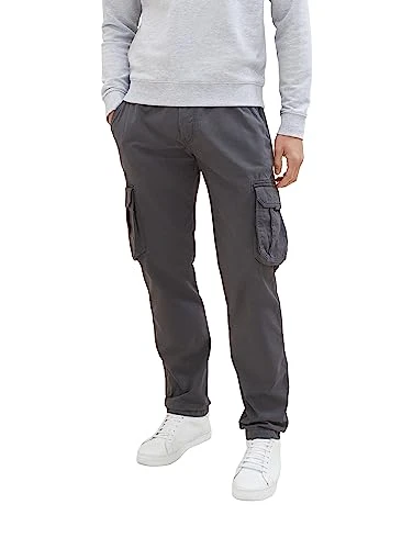 Men's Regular fit Cargo Trousers Made of Cotton, 10899-tarmac Grey, L