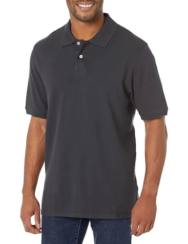 Men's Regular-Fit Cotton Pique Polo Shirt (Available in Big & Tall), Black, L