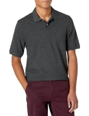 Men's Regular-Fit Cotton Pique Polo Shirt (Available in Big & Tall), Charcoal Heather, M