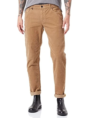 Men's Regular fit Houston Trousers with Structure Jeans, Beige, 36 W/30 L