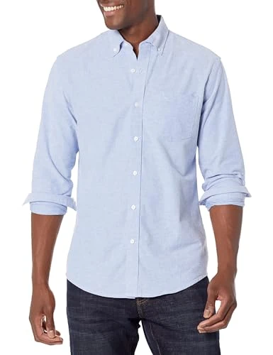 Men's Regular-Fit Long-Sleeve Pocket Oxford Shirt, Blue, L