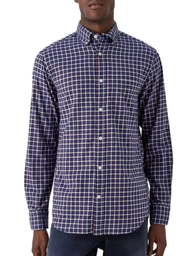 Mens Regular Twill Micro Multi Check Shirt (M, Evening Blue)