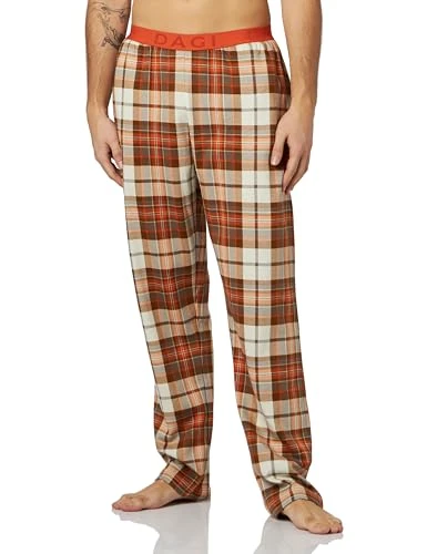 Men's Regular Waist Plaid Knitted Single Bottom Pyjama, Multicolor, XL