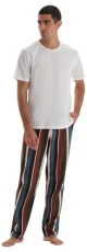 Men's Regular Waist Striped Knitted Trousers Pyjama Bottom, Multicolor, L Men's Regular Waist Striped Knitted Trousers Pyjama Bottom, Multicolor, L