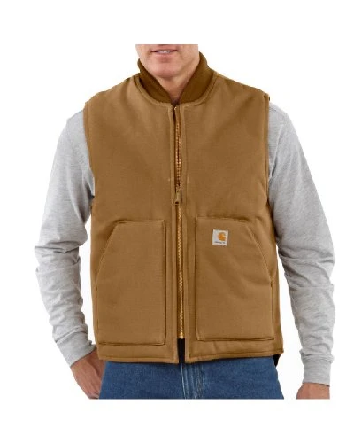 Men's Relaxed Fit Firm Duck Insulated Rib Collar Vest,  Brown, 4XL (Regulär)