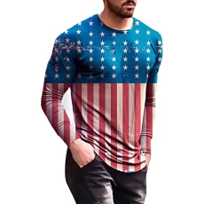 Men's Relaxed Fit Heavyweight Long Sleeve Graphic T-Shirt Printed T Shirts for Men Big and Tall Relaxed Fit Men's t-Shirts Colorful Holiday Top Shrink-Less Men's Activewear T-Shirts Blue