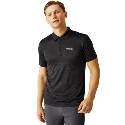 Mens Remex II Jersey Quick Dry Short Sleeve Polo Shirt Top - Black - 5XL