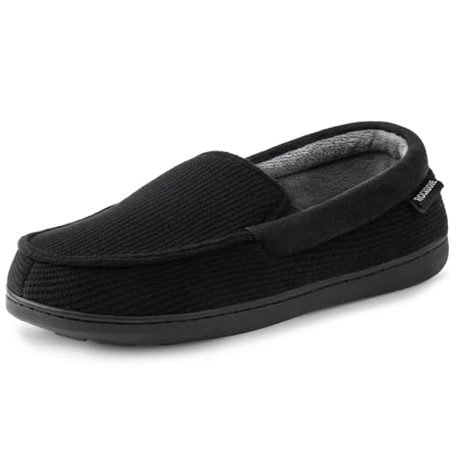 Men’s Removable Insole Slippers with SILVADUR Anti-Odor Protection, Size 7 UK Men, Black