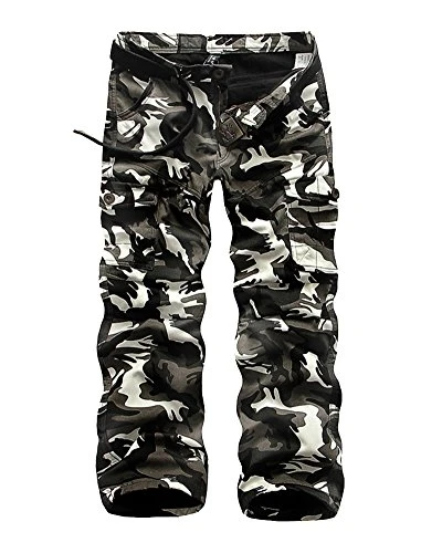 Men's Retro Casual Cargo Trousers Camouflage Pants Loose Straight Leg Pants Military Style Combat Tr