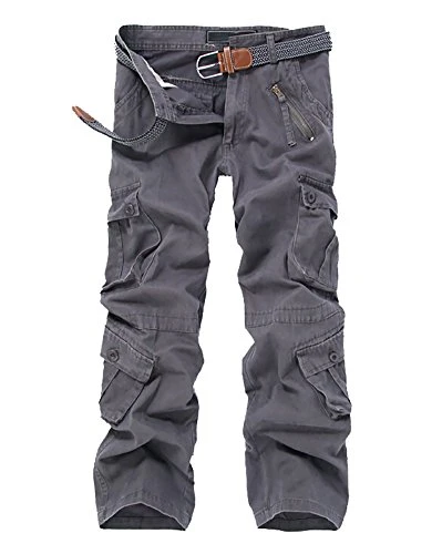 Mens Retro Casual Combat Cargo Work Trousers Camouflage Cotton Military Pants with Multiple Pockets 