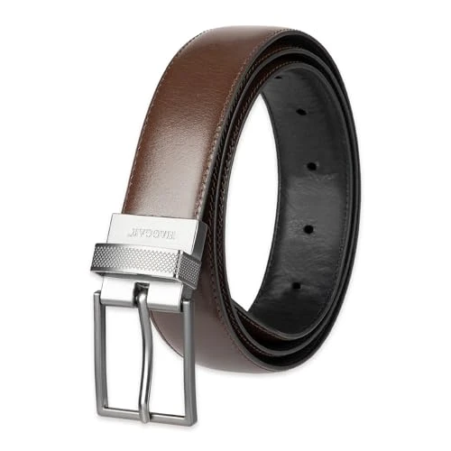 Men's Reversible Belt-Dress and Casual, Brown/Black Textured Loop, Small (30-32)