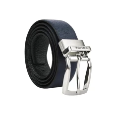 Men's Reversible Belt in Genuine Leather, Made in Italy, 3.5 cm High, Seamless, Adjustable and Shortened, Black and Blue, 120 cm (TG 52-54) Men's Reversible Belt in Genuine Leather, Made in Italy, 3.5 cm High, Seamless, Adjustable and Shortened, Black and Blue, 120 cm (TG 52-54)