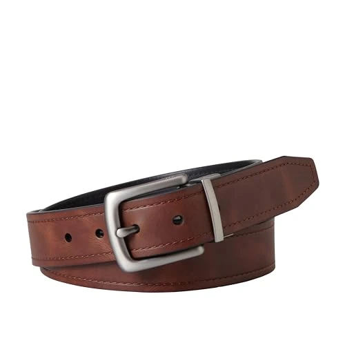 Men's Reversible Black/Brown Leather Belt for Men, Parker Brown/Black, 32