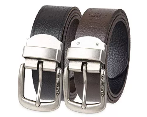 Men's Reversible Leather Belt-Casual Jeans with Double Sided Strap, Black/Brown Vintage, Large (38-40)