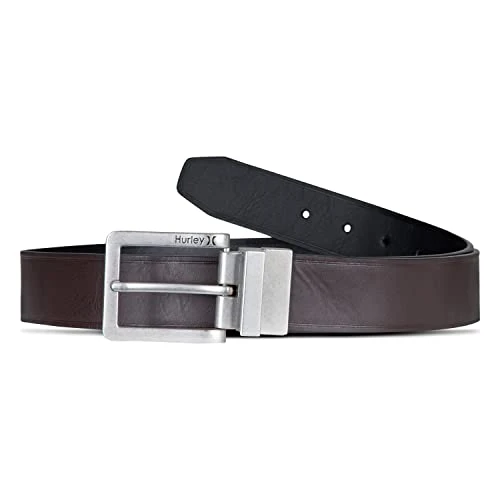 Men's Reversible Leather Belts, Chocolate Brown, L