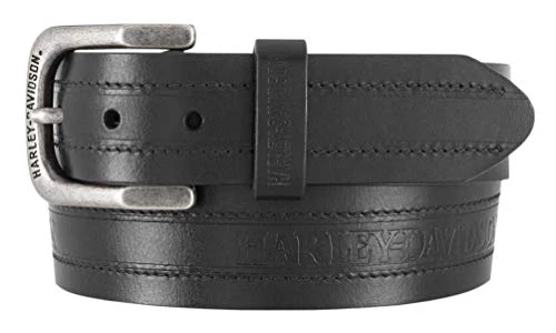 Men's Road Trip H-D Genuine Leather Belt - Antique Nickel Buckle, Black, 42