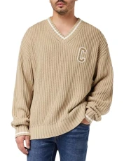 Men's Rochester 1919 Bookstore-Cotton Knitted Winter-Edition V-Neck Jersey, Marrone Sabbia, XL Men's Rochester 1919 Bookstore-Cotton Knitted Winter-Edition V-Neck Jersey, Marrone Sabbia, XL