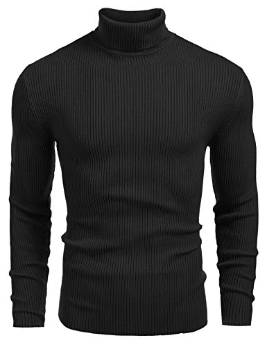 Men's Roll Neck Knitted Jumpers Long Sleeve Soft Warm Knitwear Pullover Sweaters for Men Black M