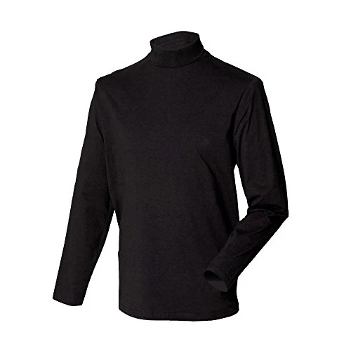 Mens Roll Neck Long Sleeve Top Black XX-Large