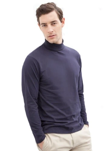 Mens Roll Neck Long Sleeve Top Navy X-Large