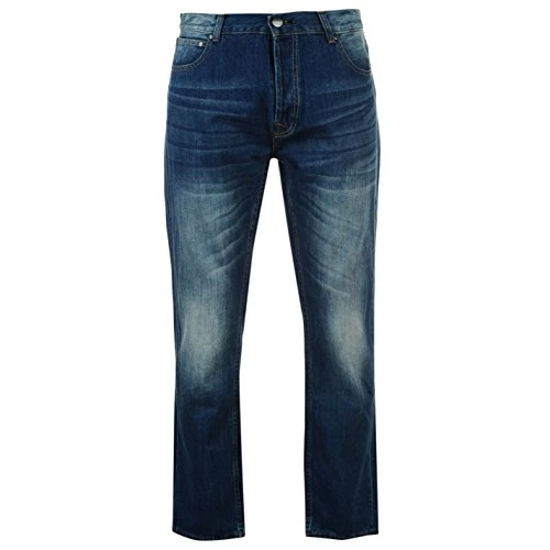 Mens Rom Jeans Casual Cotton Trousers Pants Slightly Distressed Look Mid Wash 36W S