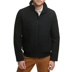 Men's Ron Wool Blend Bomber Jacket, Black, M Men's Ron Wool Blend Bomber Jacket, Black, M