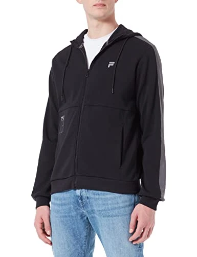 Men's ROSENHEIM slim fit zip Hood jacket, Black Beauty-Iron Gate, M