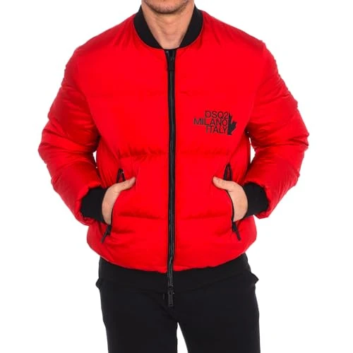 Men's Round Neck Padded Jacket S74AM1088-S53140, red, numeric_52