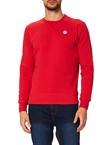 Men's Round Neck Sweatshirt W/Logo, red, XL