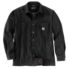 Men's Rugged Flex Relaxed Fit Canvas Fleece-lined Snap-front Shirt Jac, Black, M Men's Rugged Flex Relaxed Fit Canvas Fleece-lined Snap-front Shirt Jac, Black, M