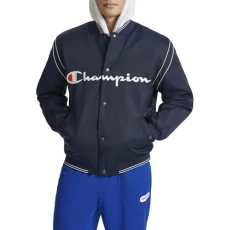 Men's Satin Logo Varsity Bomber Jacket, Peacoat, XXL Men's Satin Logo Varsity Bomber Jacket, Peacoat, XXL