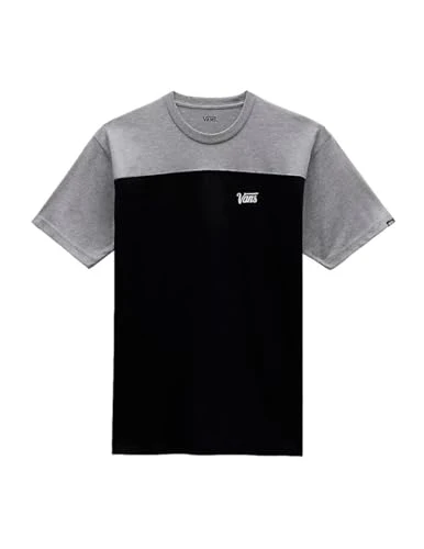 Men's Script Crew Block SS T-Shirt, Black-Grey Heather, L