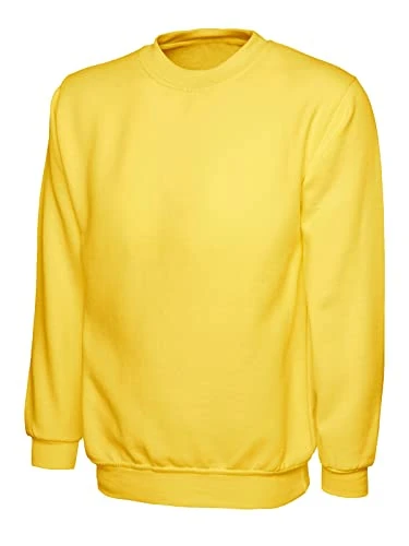 Mens Set In Long Sleeve Classic Sweatshirt Unisex Crew Neck Ribbed Cuffs and Neck Jumper Sweater Top