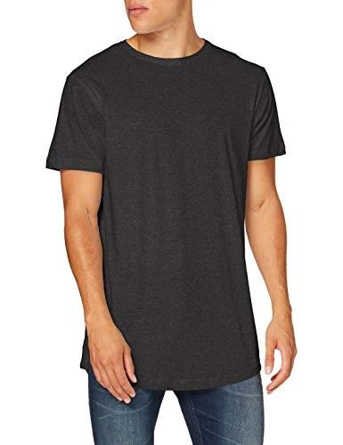 Men's Shaped Long Tee T-Shirt, Charcoal, 4XL