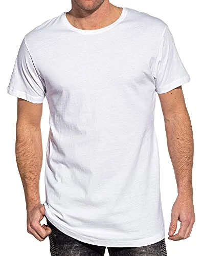 Men's Shaped Long Tee T-Shirt, White, XXL, 1