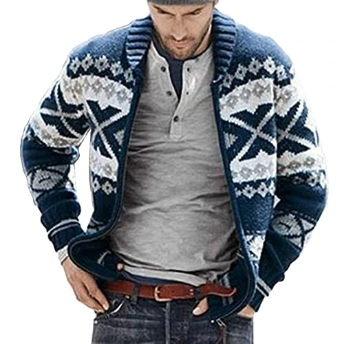 Mens Shawl Collar Cardigan Buttoned Knitwear Overcoat Outerwear Casual Slim Long Sleeve Full Zip Swe