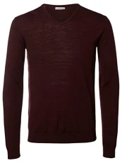 Men's SHDTOWER MERINO V-NECK Jumper, Brown (Fudge), Large