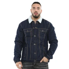 Men's Sherpa Trucker Denim Long Sleeves Sherpa Lined Jacket Washed Denim Western Style Jean Coat (M, Indigo Denim)