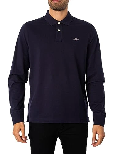 Mens Shield Long Sleeve Pique Rugger Evening Evening Blue L