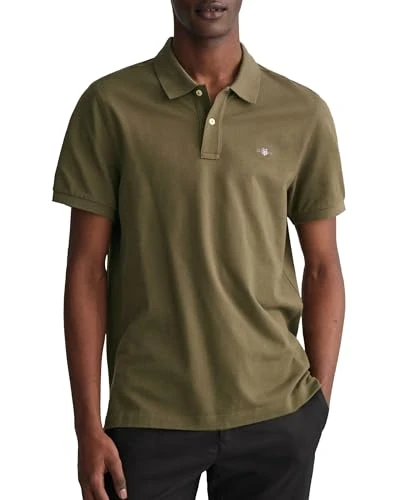 Mens SHIELD Short Sleeve PIQUE Polo Shirt Juniper Green L