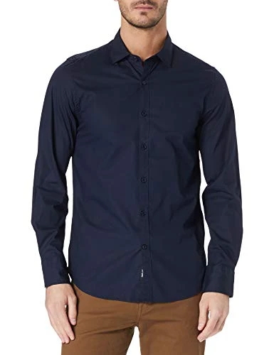 Men's Shirt Long Sleeve with Stretch, Blue (Blue. 087), S